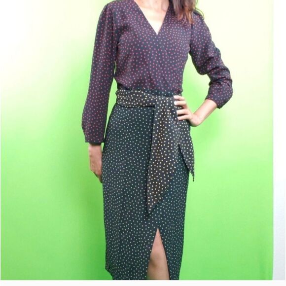 Zara Woman True Wrap Polka Dot Dress - Picture 1 of 11